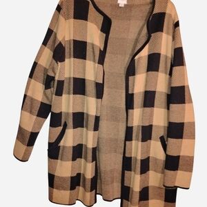 J.Crew Re-Imagined Buffalo Check Sweater Jacket - Size Large